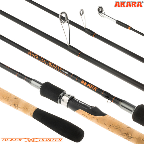 Спиннинг штекерный угольный 4 колена Akara Black Hunter Travel 734 ML (5-17) 2,20 м