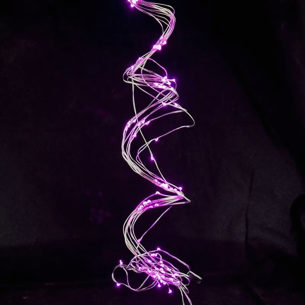 Электрогирлянда проволока нитки одноцвет.роз.й, не мигает 100л, 1 м