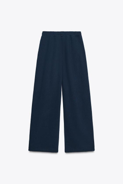 ZARA БАЗОВЫЕ ПРЯМЫЕ БРЮКИ ИЗ МЯГКОЙ ТКАНИ, МОРСКОЙ СИНИЙ