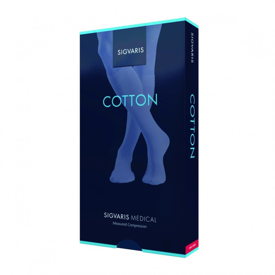 Чулок с застёжкой на  талии Sigvaris Cotton, 2 класс компрессии, открытый мысок