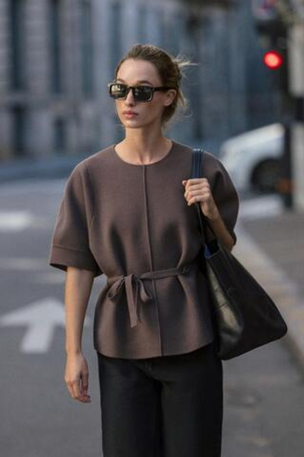 ZARA ДЖЕМПЕР С РУКАВАМИ-БУФАМИ, КОРИЧНЕВЫЙ