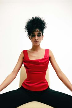 Блуза-топ драпированная из сатина