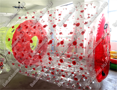 Аттракцион Водный роллер (Гидророллер) "Прозрачно-красный" ПВХ, 2*1.8*1.8 м