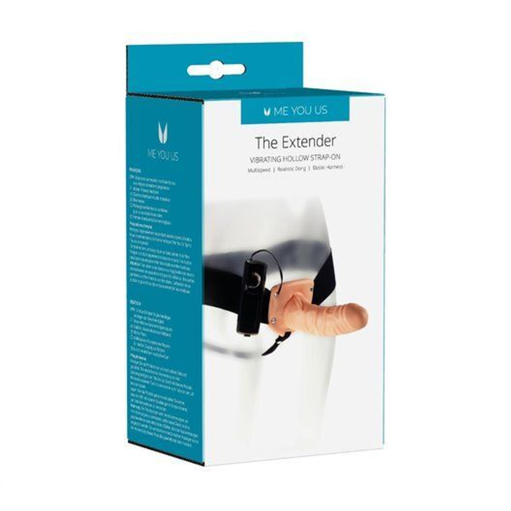 Телесный полый вибрострапон The Extender Hollow Vibrating Strap-On - 15 см. (Цвет: телесный)