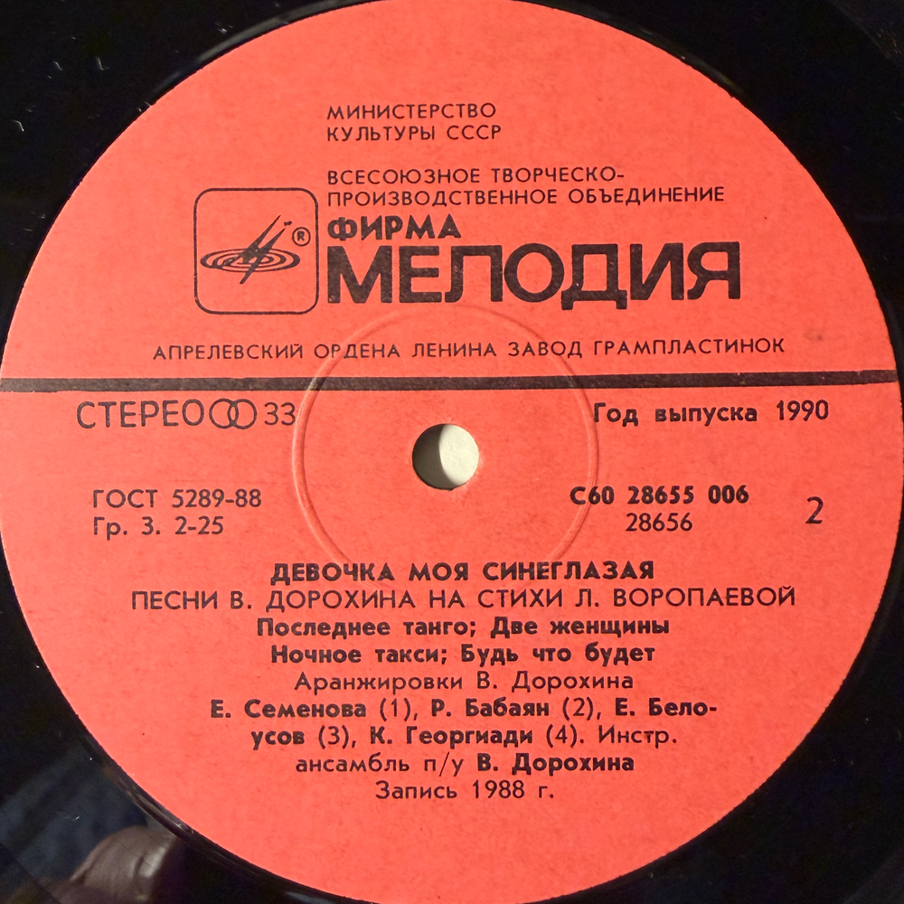 Виниловая пластинка Сборник– Девочка Моя Синеглазая (Мелодия) LP