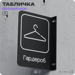 Табличка Гардероб флажковая на стену, двусторонняя с крепежом, 19 х 25 см, для офиса, кафе, ресторана, серия COSMO, Айдентика Технолоджи
