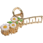 Заколка-краб для волос «AKS - DesignPRO», ромашки, цвет золото и хром, 11*5см