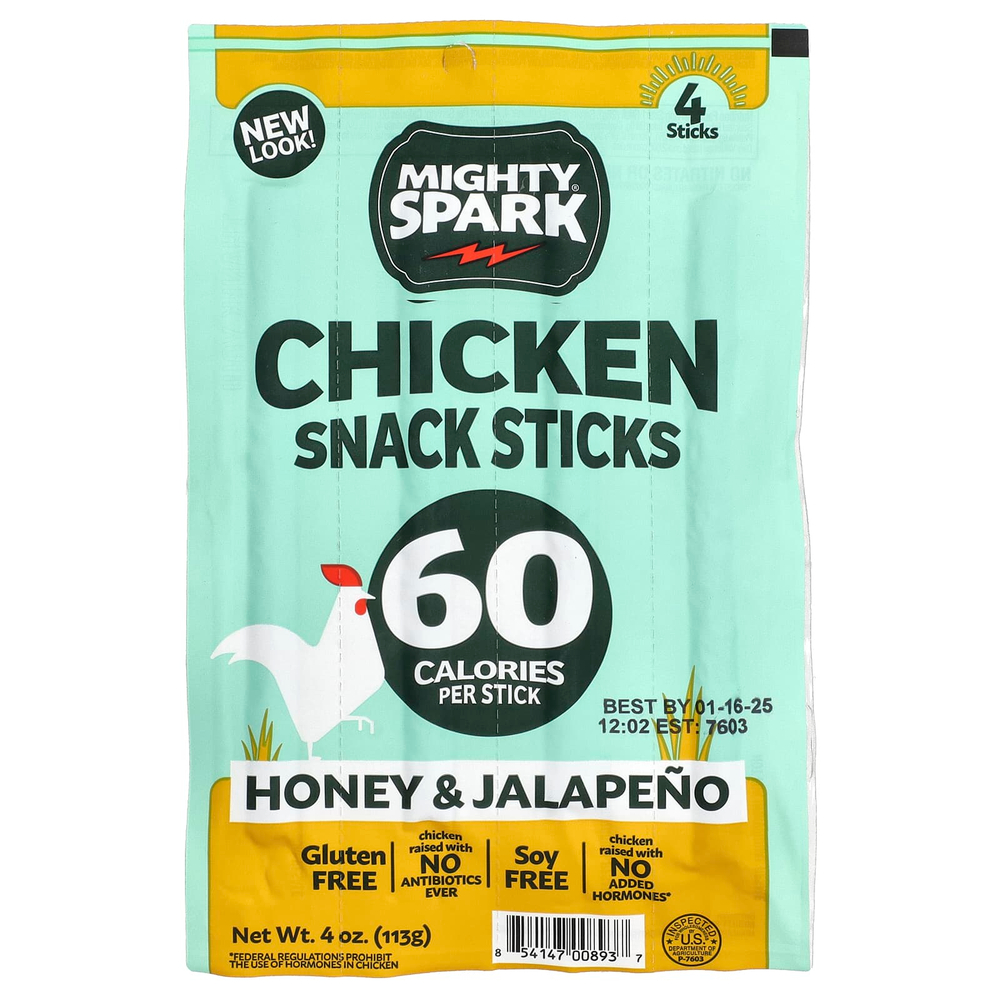 Mighty Spark, Куриные палочки, мед и халапеньо, 4 палочки