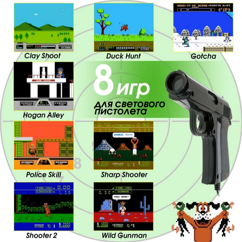 8 битная игровая приставка Dendy Achive 640 игр+ пистолет