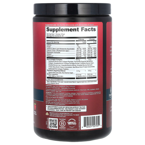 Ancient Nutrition, Multi Collagen Advanced, улучшенный коллаген, для гидратации, со вкусом ягод, 480 г (16,9 унции)