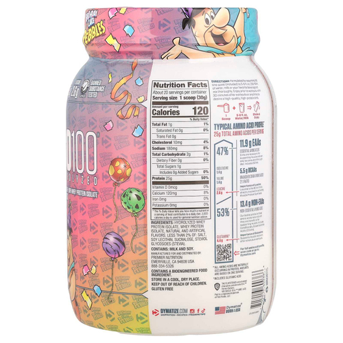 Dymatize, ISO100® Hydrolyzed, 100% изолят сывороточного протеина, праздничный торт Pebbles ™, 610 г (1,34 фунта)