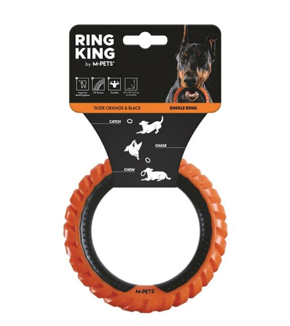 Игрушка для собак кольцо Ring King Одинарное, черный/оранжевый 12.7x12.7x2.2см MPets, Арт.10660599