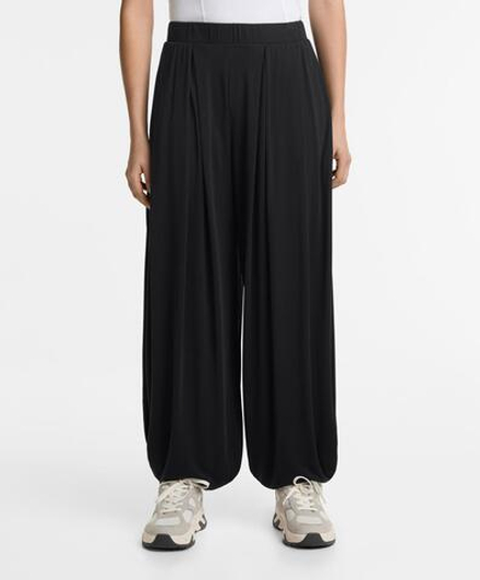 OYSHO Широкие брюки из смесового модала, черный