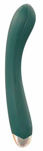 Зеленый вибратор для G-точки - 20 см. (Цвет: зеленый)