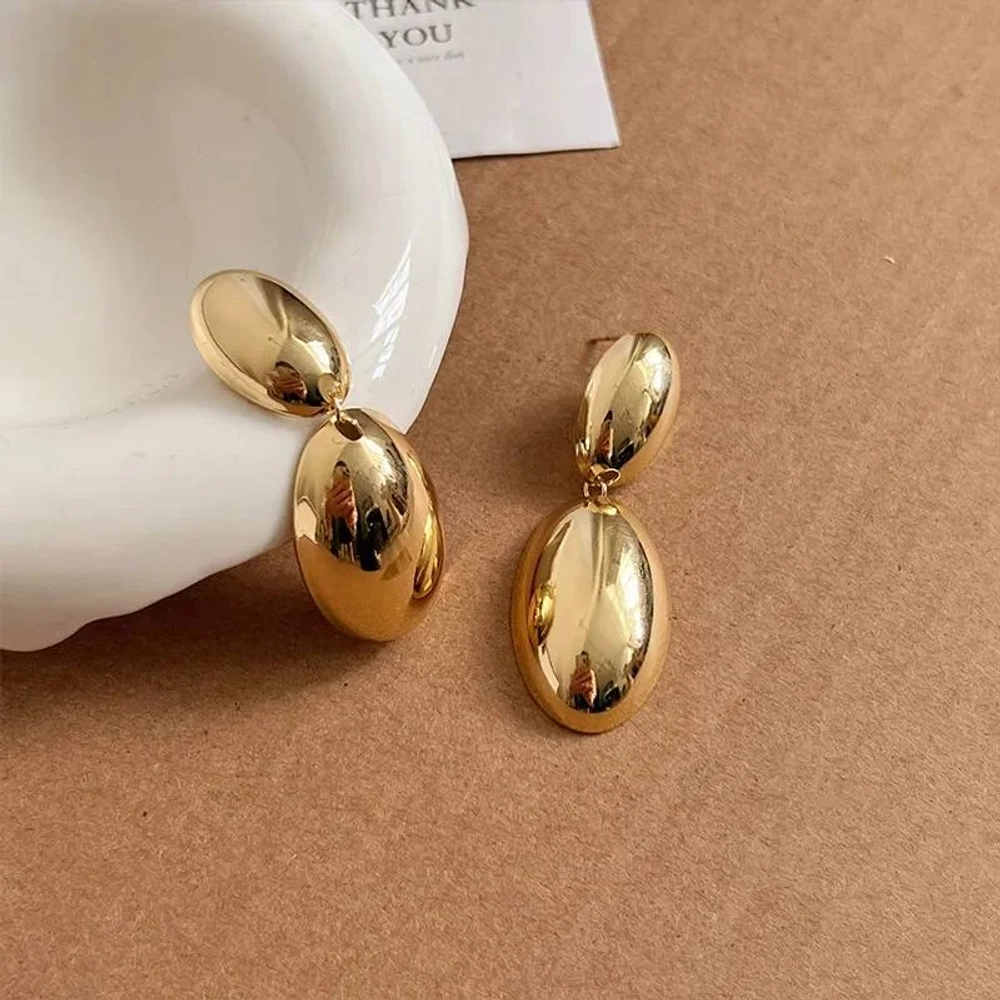 Серьги каплевидные, Золотые