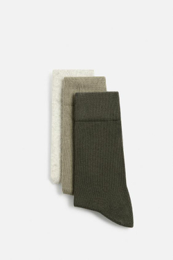 ZARA НАБОР ИЗ ТРЕХ ПАР КОМБИНИРОВАННЫХ НОСКОВ, РАЗНОЦВЕТНЫЙ