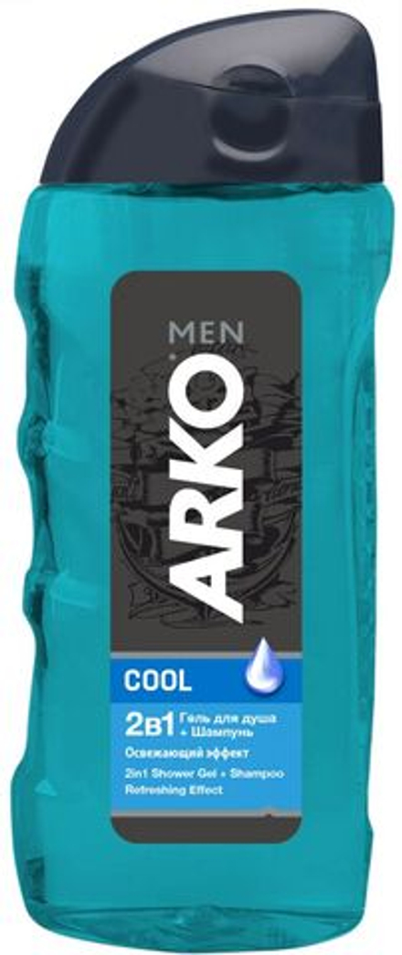 ARKO Men Гель для душа + шампунь 2 в 1, Black, 260мл, блок 12шт., АРКО