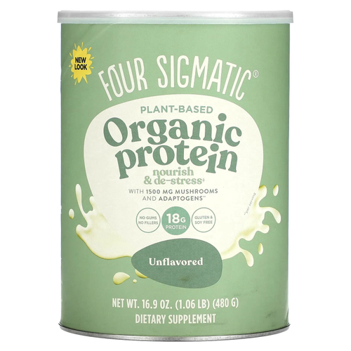 Four Sigmatic, органический растительный протеин, со вкусом сладкой ванили, 600 г (1,32 фунта)