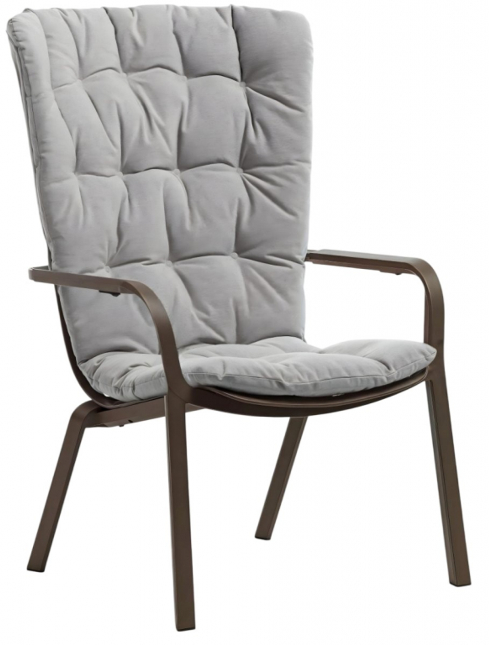 Лаунж-кресло пластиковое с подушкой Nardi Folio, табак, серый