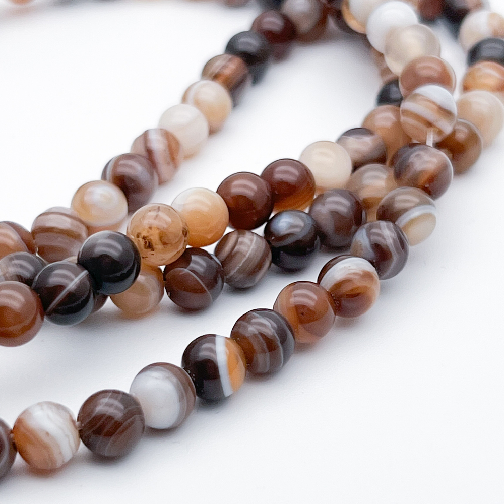 Агат кофейный тонированный бусины, размер около 5,9-6,3 мм, цена за нить 38 см