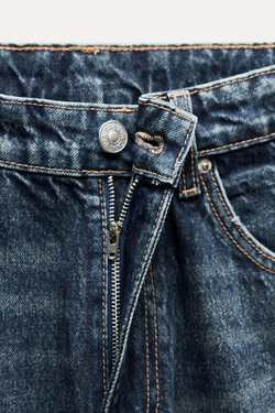 ZARA ДЖИНСЫ TRF RELAXED ОВЕРСАЙЗ С ВЫСОКОЙ ПОСАДКОЙ, МОРСКОЙ СИНИЙ