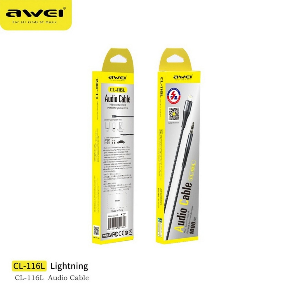Переходник Lightning 8PIN x Audio/AUX Awei CL-116L