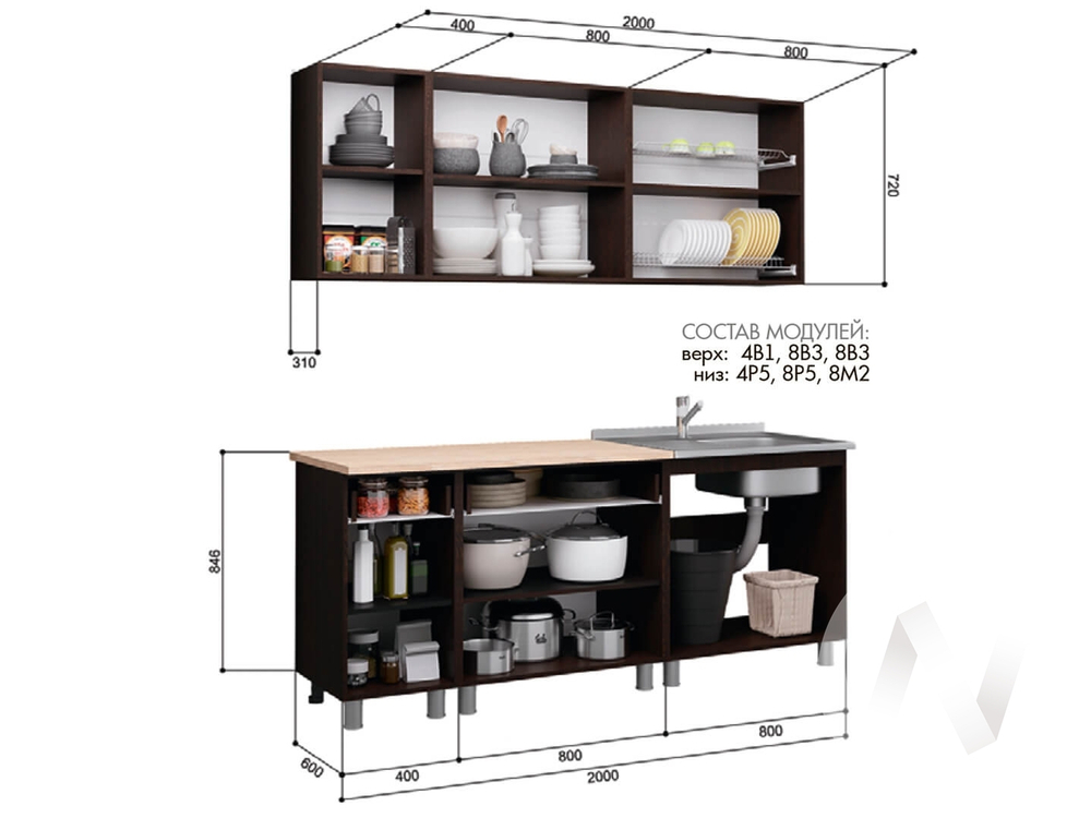 Монтана (BTS) Набор мебели для кухни (комплектация №1)