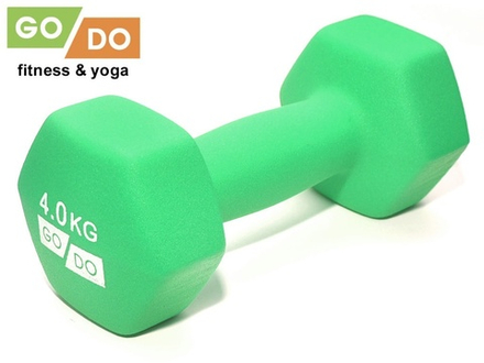Гантель GO DO в виниловой матовой неопреновой оболочке. Вес 4 кг.  (Зеленый)