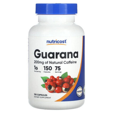 Зеленый кофе и гуарана Nutricost, Гуарана, 500 мг, 150 капсул