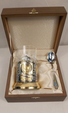 Подстаканник с позолотой "Герб СССР" в футляре