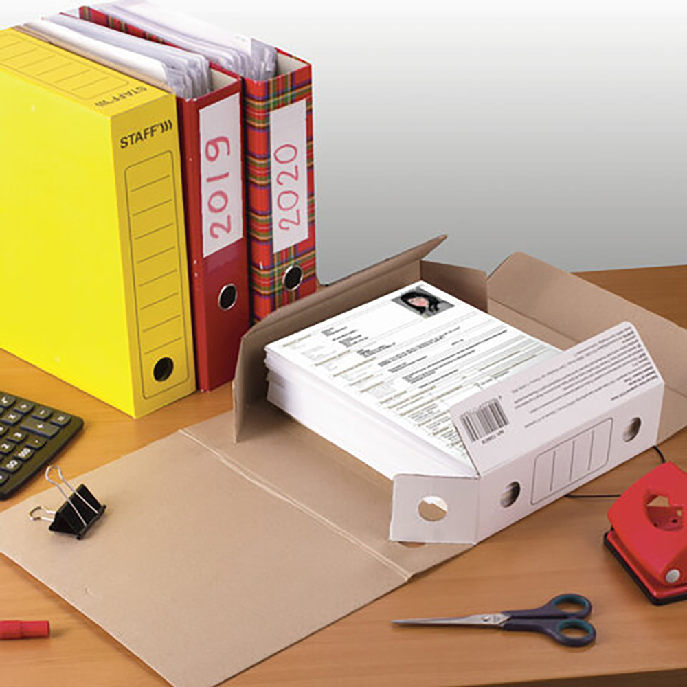 Папка архивная с резинкой А4 (325х250 мм), 75 мм, до 700 листов, микрогофрокартон, БЕЛАЯ