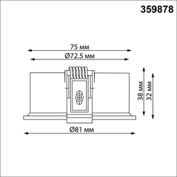 359878 WIR NT26 000 черный Светильник встраиваемый с переключателем цв. температуры IP20 LED 12W 100-265V 3000К/4000К/6000К LANTE