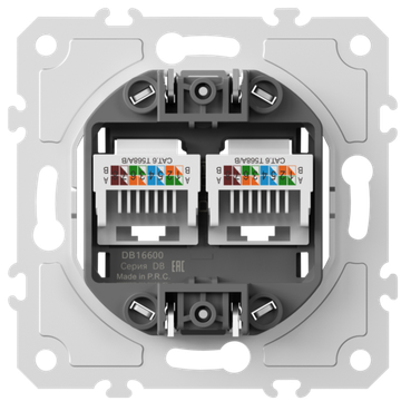 Механизм розетки RJ45 + RJ45 (двойная) cat.6/ClassE-8/8,  серия DB