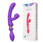 Фиолетовый двусторонний вибромассажёр с клиторальным отростком - 30 см. (Цвет: фиолетовый)