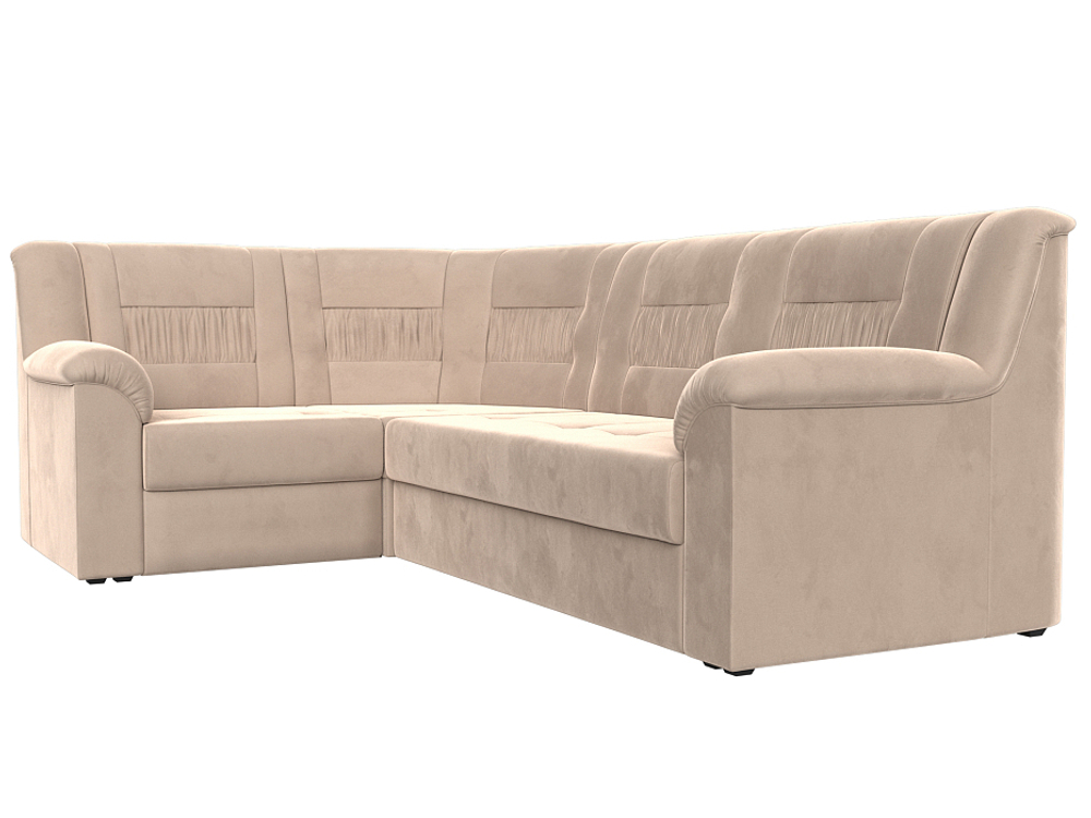 Диван угловой Карелия левый угол, Бежевый, Велюр, 113340L