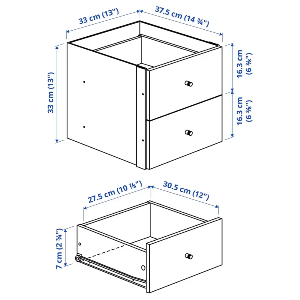 Стеллаж 4 ячейки с ящиками - IKEA KALLAX, 42х147 см, под беленый дуб, КАЛЛАКС ИКЕА