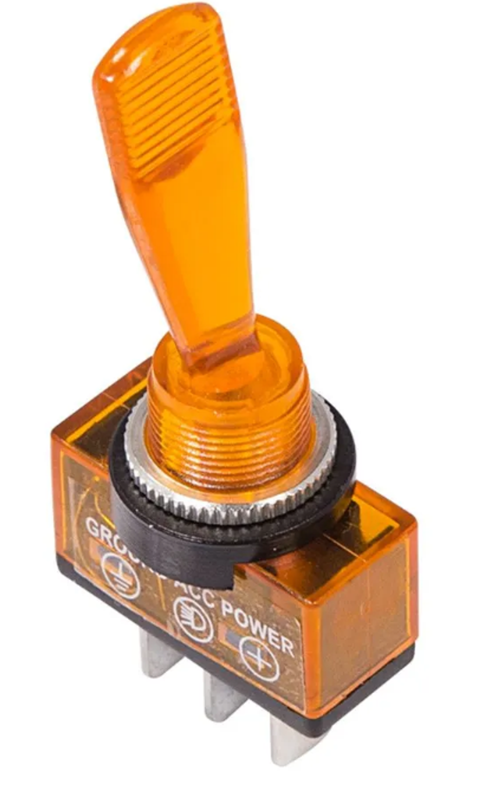 Клавиша-тумблер 12V 20А (3c) ON-OFF однополюсный, желтая подсв REXANT 364372