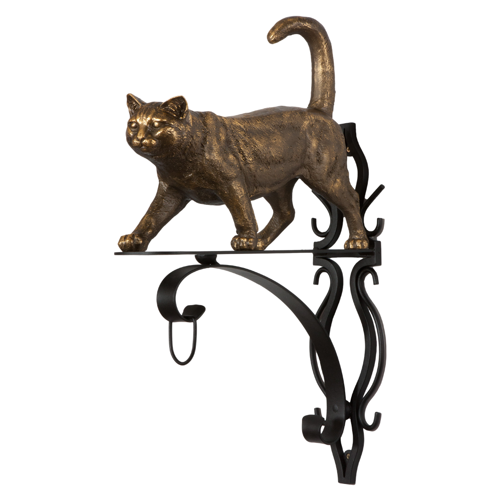 Кронштейн для цветов Кот Welcome Бронза