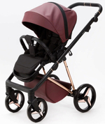 Детская коляска Adamex Quantum Superstar Deluxe 3 в 1 Q-STAR141-K (БОРДОВ.КОЖА+БОРДОВ.ДНО+РОЗОВ.ЗОЛОТО.РАМА)