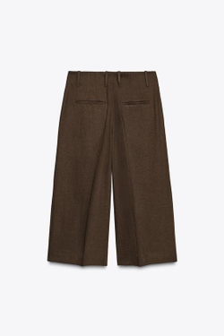 ZARА ДЛИННЫЕ ШОРТЫ ИЗ СМЕСОВОГО ЛЬНА — ZW COLLECTION, ШОКОЛАДНЫЙ