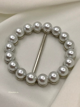 Пряжка жемчуг серебро 40 мм. круглая