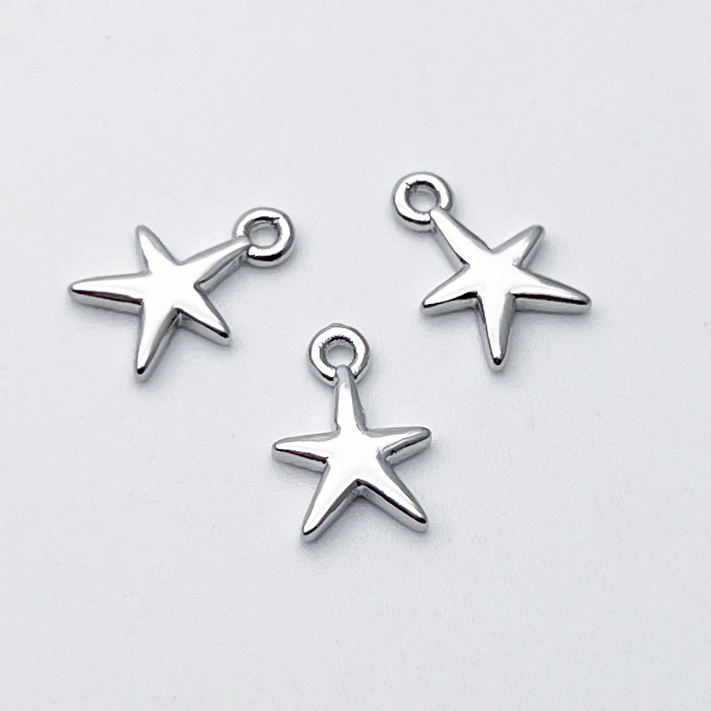 Подвеска Звезда, цвет серебро (родий), размер 11*8 мм, цена за 1 шт