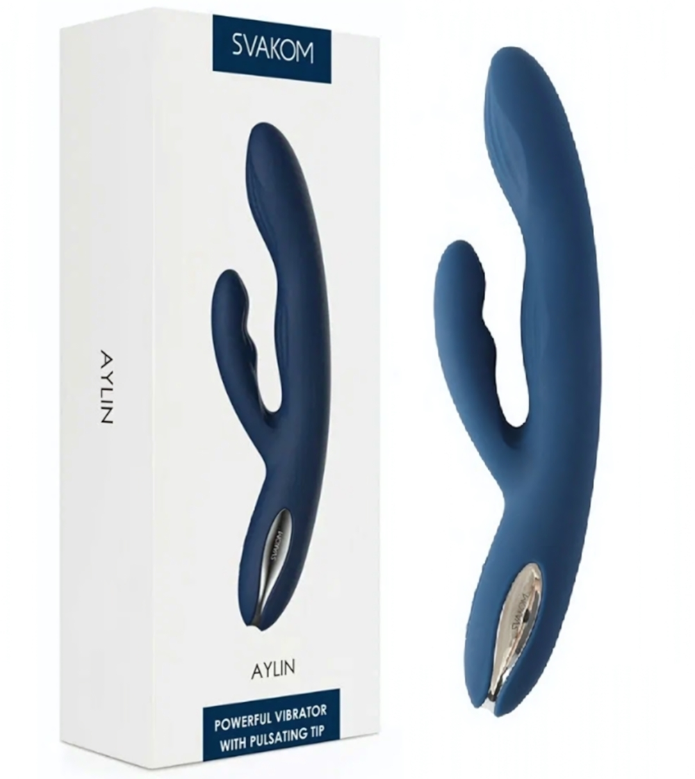 Вибромассажер с пульсацией Svakom Aylin синий 21,5 см