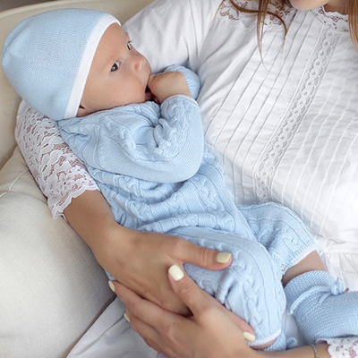 Шапочка из мериносовой шерсти (Светло-Голубой)