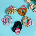 Резинка для волос 1шт «KRASSA», микс 6 цветов (черный, золотой, серебряный, пудровый, горчичный, кофе с молоком), d- 12,5 см