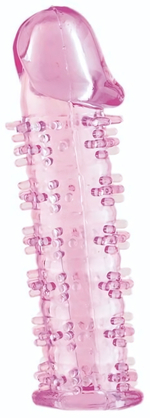 Розовая насадка на пенис с шипами - 12,5 см. (Цвет: розовый)