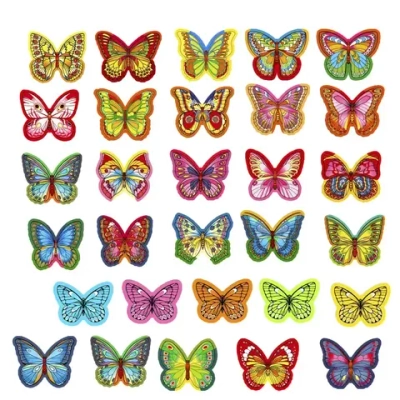 Вафельные бабочки, цветные, 10 шт.