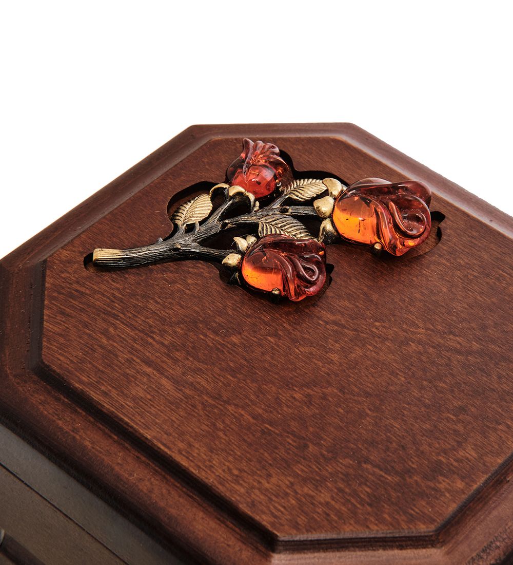 GAEM Art JW-05/02 Шкатулка дер. с украшением «Розы» 12х11 см