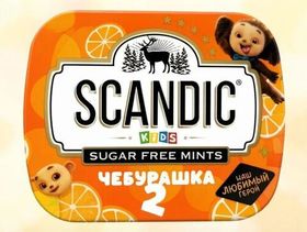 Конфеты SCANDIC без сахара со вкусом "Апельсин" Чебурашка 14 гр