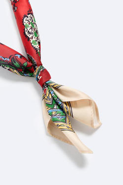 ZARA АТЛАСНАЯ БАНДАНА С ЦВЕТОЧНЫМ ПРИНТОМ, РАЗНОЦВЕТНЫЙ